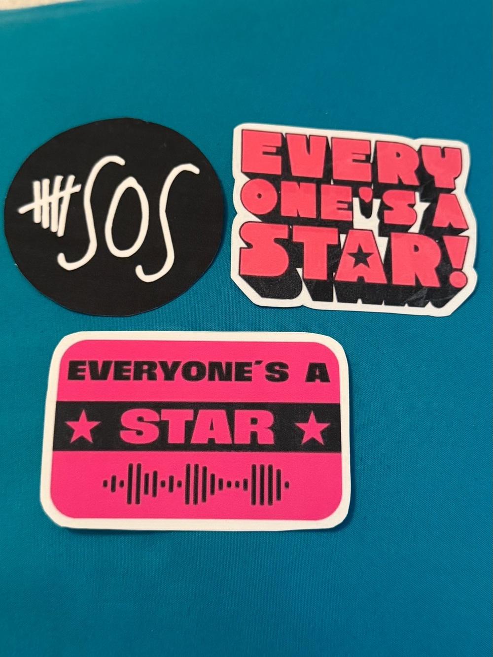 Set of 3 Pink & Black 5SOS Stickers - "Everyone's a Star"